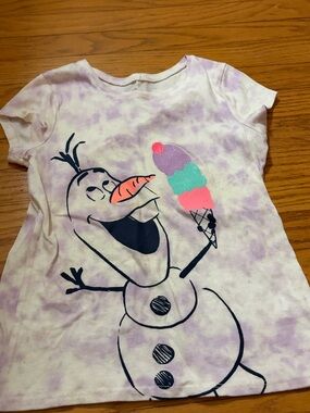 Disney Olaf Short-Sleeve Tee in Lavender Tie-Dye girls size 7